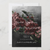 Moody Floral Faire-part de mariage avec code QR (Devant)