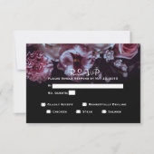 Moody Floral & Noir Mariage RSVP Diner Choix (Devant)