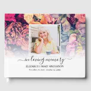 Moody Floral Photo Sympathie Funeral Waterverf Gastenboek