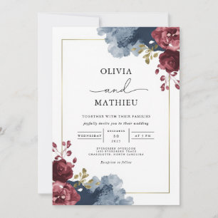 Moody Floral Romance bruiloft Kaart