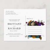 Moody Floral slaat de datum op Aankondigingskaart (Achterkant)