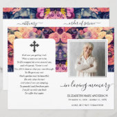 Moody Floral Waterverf Foto Begrafenisprogramma (Voorkant / Achterkant)