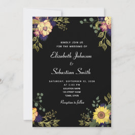 Moody Floral Wedding Invitation Kaart