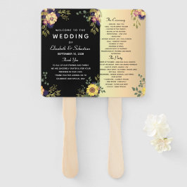 Moody Floral Wedding Programme Hand Fan Handwaaier