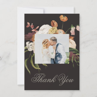 Moody Floral Wedding Thank You Card Bedankkaart