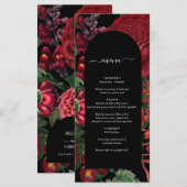 Moody Florals Black Arch Burgundy Red Wedding Menu (Voorkant / Achterkant)