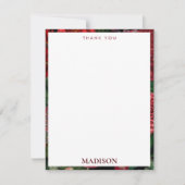 Moody Florals Black & Burgundy Monogram Bedankkaart (Voorkant)