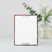 Moody Florals Black & Burgundy Monogram Bedankkaart (Staand voorkant)