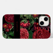 Moody Florals Black & Burgundy  Monogram Case-Mate iPhone Case (Achterkant (horizontaal))