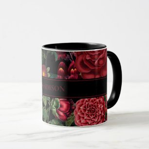 Moody Florals Black & Burgundy  Monogram Mok