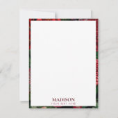 Moody Florals Black & Burgundy Monogram Notitiekaartje (Voorkant)
