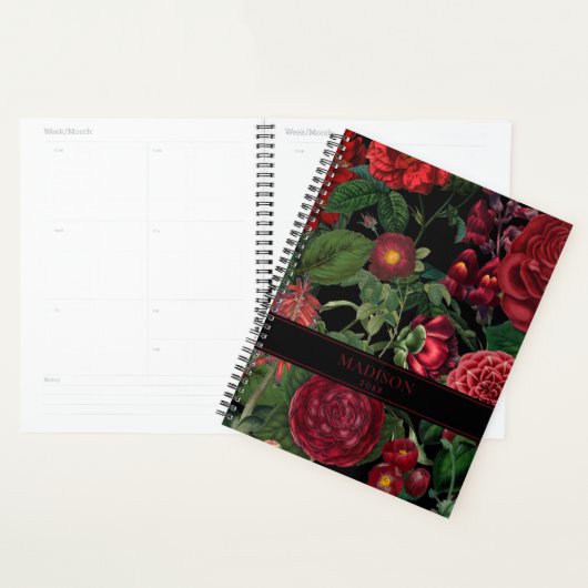 Moody Florals Black & Burgundy Monogram Planner (Display)