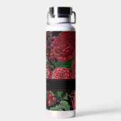 Moody Florals Black & Burgundy  Monogram Waterfles (Achterkant)
