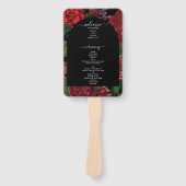 Moody Florals Black Burgundy Wedding Programme Handwaaier (Voorkant)