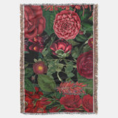 Moody Florals Black en Burgundy  Deken (Voorkant Verticaal)