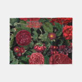 Moody Florals Black en Burgundy  Fleece Deken (Voorkant (Horizontaal))