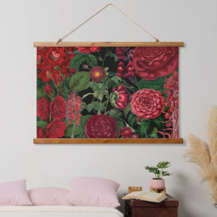 Moody Florals Black en Burgundy Hangend Wandkleed