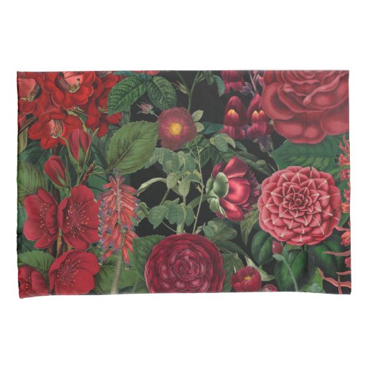 Moody Florals Black en Burgundy Kussensloop (Voorkant-Rechts)