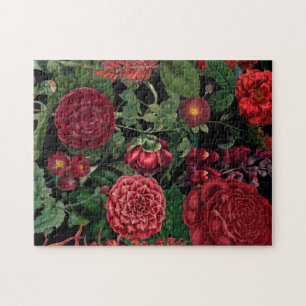 Moody Florals Black en Burgundy Legpuzzel