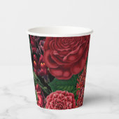 Moody Florals Black en Burgundy Papieren Bekers (Achterkant)