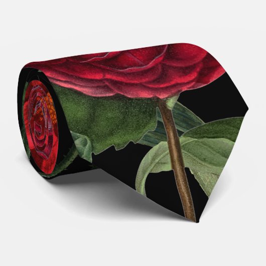 Moody Florals Black en Burgundy Stropdas (Opgerold)