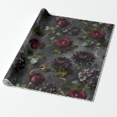 Moody Flower  Dark Floral Gift Cadeaupapier (Uitgerold)