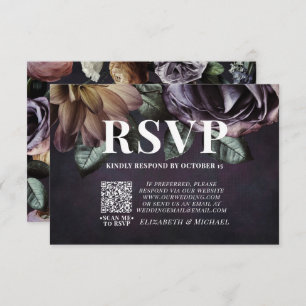 Moody foncé violet couleur QR Code mariage RSVP ca