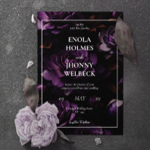 Moody foncé violet Faire-part de mariage floral