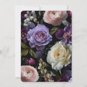 Moody foncé violet Faire-part de mariage floral (Dos)