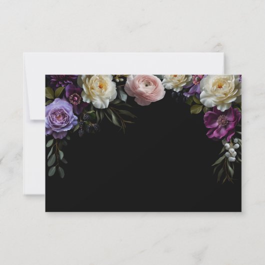 Moody foncé violet floral Enregistrer la carte Dat (Dos)