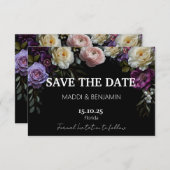 Moody foncé violet floral Enregistrer la carte Dat (Devant / Derrière)