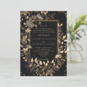 Moody Forest Botanical Classic Gold Patina Wedding Kaart (Staand voorkant)