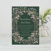Moody Forest Botanical Emerald Classic Wedding Kaart (Staand voorkant)