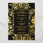 Moody Forest Botanical Gold Modern Classic Wedding Folie Uitnodiging (Voorkant)