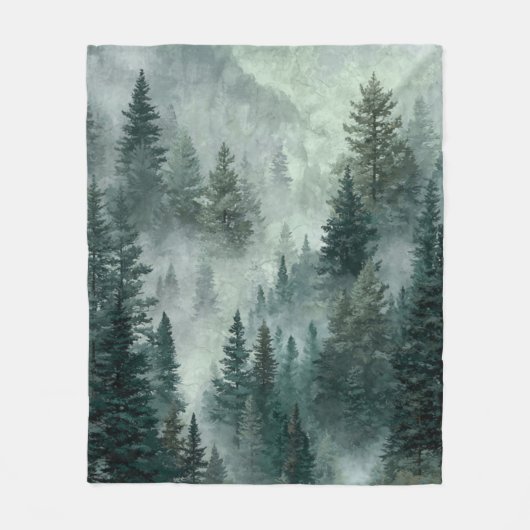 Moody Forest  Fleece Deken (Voorkant)