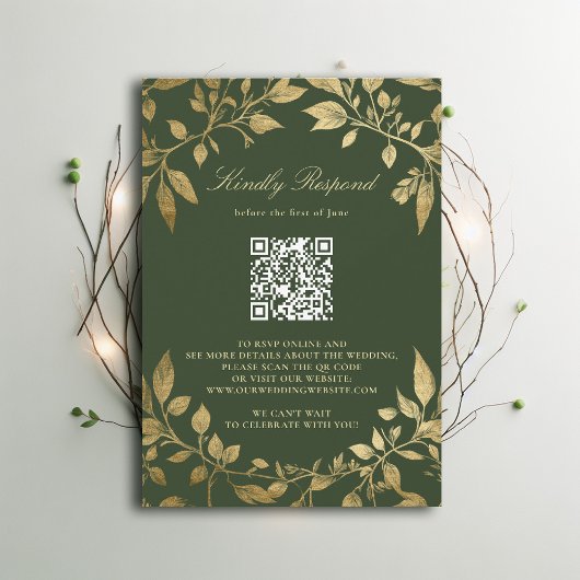 Moody Forest Foliage Frame Modern Classic QR RSVP
