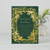 Moody Forest gebladerte Elegant Gold Classic Weddi Folie Uitnodiging (Staand Voorkant)