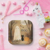  Moody Ghost & Black Cat Papieren Bordje (Feest)