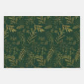 Moody Gold & Jewel Toned Rustieke Winter Botanical Inpakpapier Vel (Voorkant 3)