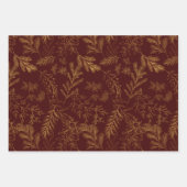 Moody Gold & Jewel Toned Rustieke Winter Botanical Inpakpapier Vel (Voorkant)