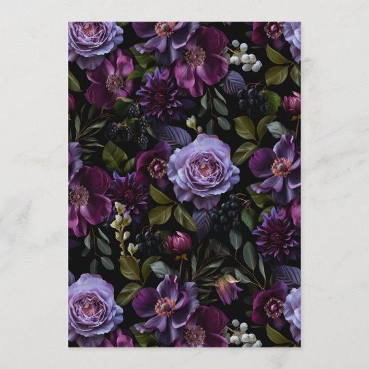 Moody Gothic Bloemen Bruiloft Menu (Achterkant)