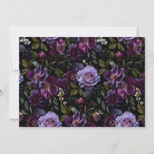 Moody Gothic Bloemen Bruiloft Save The Date (Achterkant)