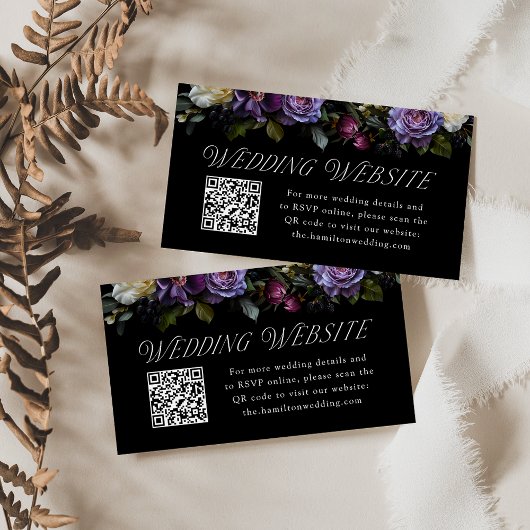Moody Gothic Bloemen Bruiloft Website QR Code Informatiekaartje