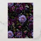 Moody Gothic Bloemen Folie Save the Date Kaart (Achterkant)