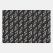 Moody Gothic Charcoal Art Deco Bloemen Inpakpapier Vel (Voorkant)