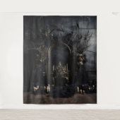 Moody Gothic Dark Arched Alter met Ravens XLarge Wandkleed (Voorkant)