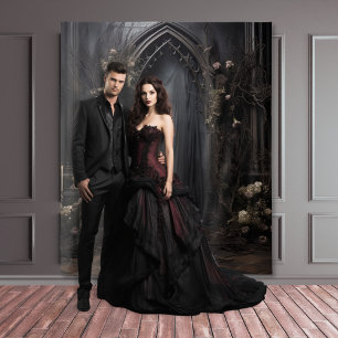 Moody Gothic Dark Veiled Arch & Flowers XLarge Wandkleed