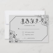 Moody Gothic Floral Grey Wedding Cartes RSVP (Devant)