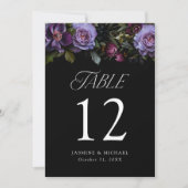Moody Gothic Floral Mariage Numéro de table Carte (Devant)