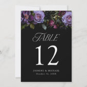 Moody Gothic Floral Mariage Numéro de table Carte (Dos)